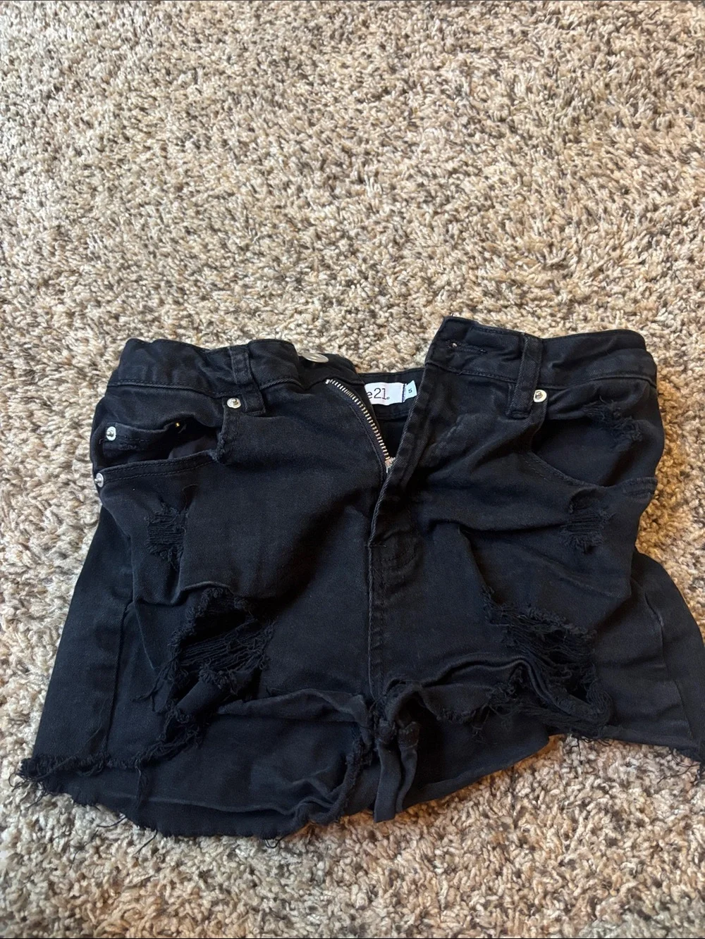 Rue21 Black Distressed Denim Shorts